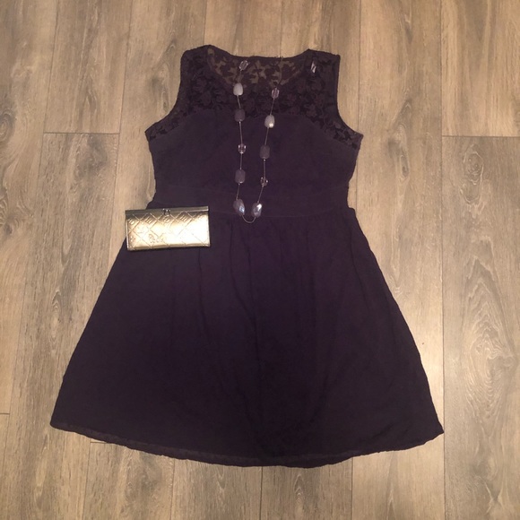 Ricki’s Dark Purple Lace Dress US 14 - Picture 1 of 7